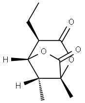 (1R,5R,8-syn)-4α-エチル-1,8-ジメチル-2,6-ジオキサビシクロ[3.2.1]オクタン-3,7-ジオン 化学構造式