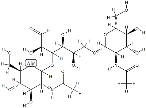 N-acetylglucosaminyl(1-3)-N-acetylglucosaminyl(1-6)-galactopyranose Struktur