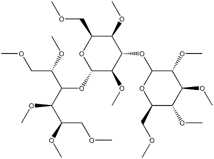 3-O-[3-O-(2-O,3-O,4-O,6-O-テトラメチル-β-D-グルコピラノシル)-2-O,4-O,6-O-トリメチル-β-D-グルコピラノシル]-1-O,2-O,4-O,5-O,6-O-ペンタメチル-D-グルシトール 化学構造式