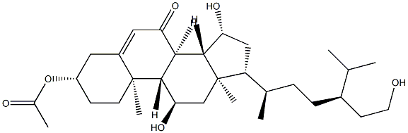 (24R)-3β-アセトキシ-11α,15β,29-トリヒドロキシスチグマスタ-5-エン-7-オン 化学構造式