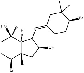(2S,3aβ)-7α-Bromo-3β-[[(E,S)-4-bromo-3,3-dimethylcyclohexylidene]methyl]-octahydro-4,7aα-dimethyl-1H-indene-2α,4α-diol Struktur