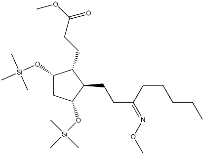 (1R)-2β-[3-(メトキシイミノ)オクチル]-3α,5α-ビス[(トリメチルシリル)オキシ]シクロペンタン-1α-プロパン酸メチル 化学構造式