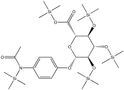 4-[Acetyl(trimethylsilyl)amino]phenyl 2-O,3-O,4-O-tris(trimethylsilyl)-β-D-glucopyranosiduronic acid trimethylsilyl ester 结构式