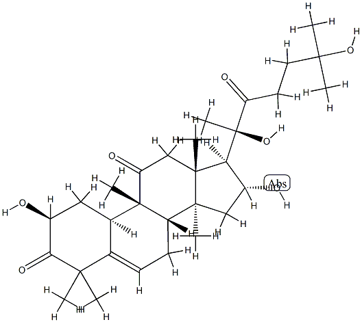 (10α)-2β,16α,20,25-テトラヒドロキシ-9β-メチル-19-ノルラノスタ-5-エン-3,11,22-トリオン 化学構造式