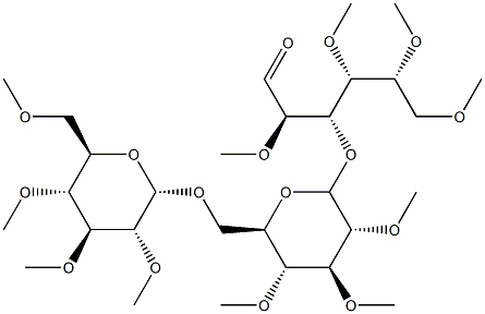 3-O-[6-O-(2-O,3-O,4-O,6-O-テトラメチル-β-D-グルコピラノシル)-2-O,3-O,4-O-トリメチル-β-D-グルコピラノシル]-2-O,4-O,5-O,6-O-テトラメチル-D-グルコース 化学構造式