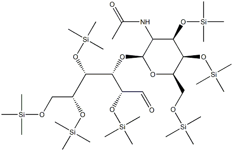 3-O-[2-(アセチルアミノ)-3-O,4-O,6-O-トリス(トリメチルシリル)-2-デオキシ-β-D-ガラクトピラノシル]-2-O,4-O,5-O,6-O-テトラキス(トリメチルシリル)-D-ガラクトース 化学構造式