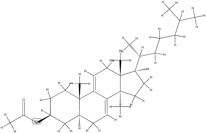 14-Methyl-5α-cholesta-7,9(11)-dien-3β-ol acetate,5596-02-1,结构式