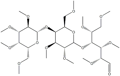 4-O-[4-O-(2-O,3-O,4-O,6-O-テトラメチル-β-D-ガラクトピラノシル)-2-O,3-O,6-O-トリメチル-β-D-ガラクトピラノシル]-2-O,3-O,5-O,6-O-テトラメチル-D-グルコース 化学構造式