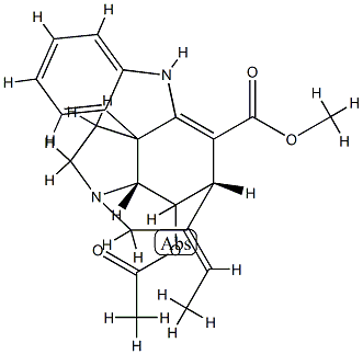 (19E)-14-(アセチルオキシ)-2,16,19,20-テトラデヒドロクラン-17-酸メチル 化学構造式