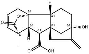 4aα,7-ジヒドロキシ-1-メチル-8-メチレンギバ-2-エン-1α,10β-ジカルボン酸1,4a-ラクトン 化学構造式