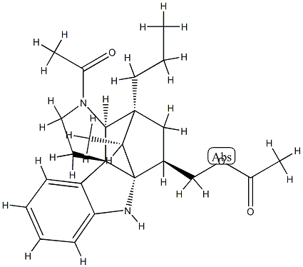 (5α,12β,19α,20R)-9-Acetyl-2α,20-cyclo-8,9-secoaspidospermidine-3β-methanol acetate Structure