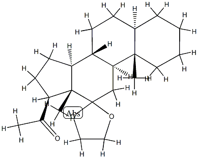 12,12-(エチレンビスオキシ)-5α-プレグナン-20-オン 化学構造式