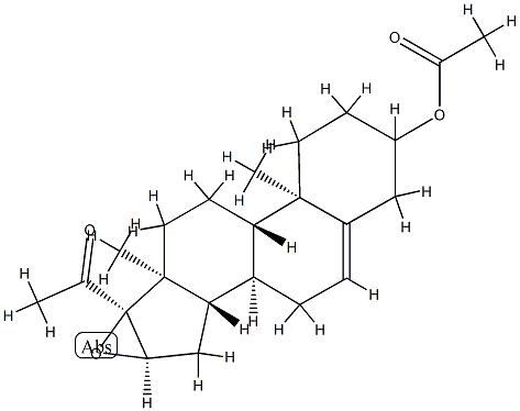 16α,17-エポキシ-20-オキソプレグナ-5-エン-3-オールアセタート 化学構造式