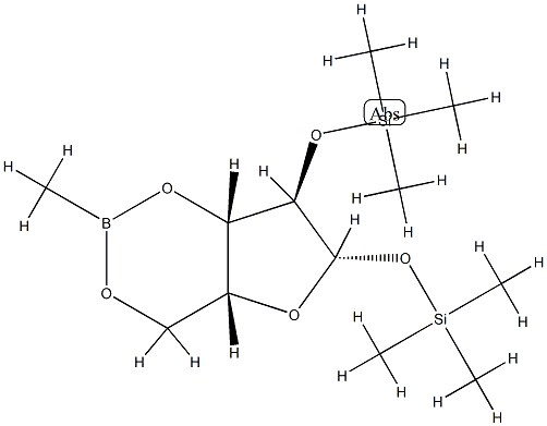 1-O,2-O-ビス(トリメチルシリル)-3-O,5-O-メチルボランジイル-β-D-キシロフラノース 化学構造式