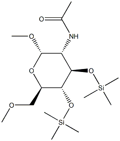 Methyl 2-(acetylamino)-3-O,4-O-bis(trimethylsilyl)-6-O-methyl-2-deoxy-α-D-glucopyranoside Struktur