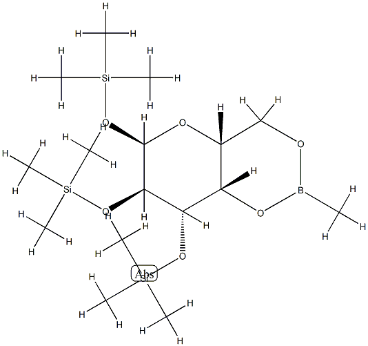 4-O,6-O-メチルボランジイル-1-O,2-O,3-O-トリス(トリメチルシリル)-α-D-ガラクトピラノース 化学構造式