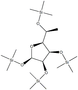 1-O,2-O,3-O,5-O-テトラキス(トリメチルシリル)-6-デオキシ-β-L-マンノフラノース 化学構造式