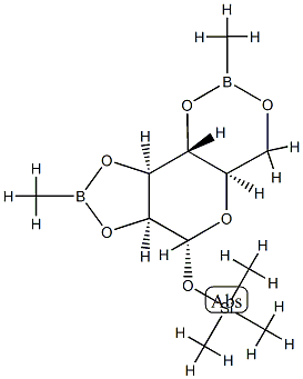 2-O,3-O:4-O,6-O-Bis(methylboranediyl)-1-O-trimethylsilyl-α-D-mannopyranose Struktur