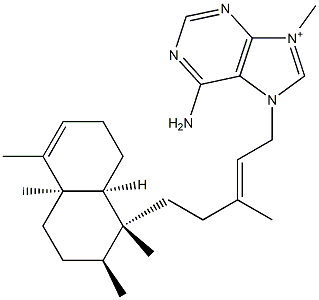 6-Amino-9-methyl-7-[(2E)-3-methyl-5-[(1R)-1,2,3,4,4a,7,8,8aα-octahydro-1,2β,4aα,5-tetramethylnaphthalen-1α-yl]-2-pentenyl]-7H-purin-9-ium Structure