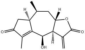 3aα,7,7aα,8,9,9aβ-Hexahydro-4β-hydroxy-5,8β-dimethyl-3-methyleneazuleno[6,5-b]furan-2,6(3H,4H)-dione Struktur
