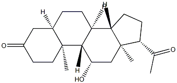 11β-ヒドロキシ-5β-プレグナン-3,20-ジオン 化学構造式