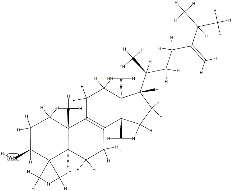 (13α,14β,17α,20S)-24-メチレン-5α-ラノスタ-8-エン-3β-オール 化学構造式