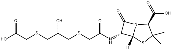 6α-[[[3-[(Carboxymethyl)thio]-2-hydroxypropyl]thio]acetyl]penicillanic acid Struktur