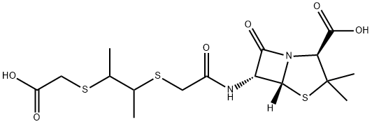 6α-[[[[2-[(Carboxymethyl)thio]-1-methylpropyl]thio]acetyl]amino]penicillanic acid 结构式