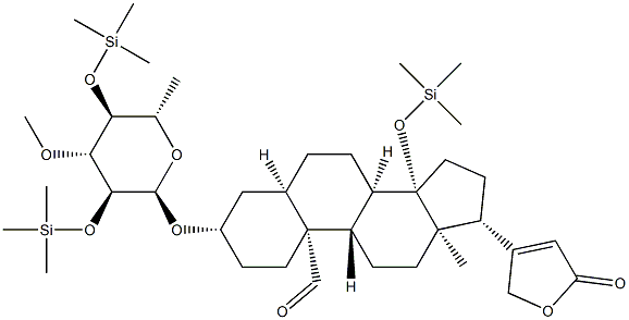 3β-[[6-デオキシ-3-O-メチル-2-O,4-O-ビス(トリメチルシリル)-α-L-グルコピラノシル]オキシ]-19-オキソ-14-(トリメチルシロキシ)-5β-カルダ-20(22)-エノリド 化学構造式