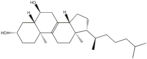 5α-コレスタ-8-エン-3β,6α-ジオール 化学構造式