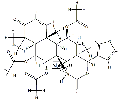 (13α,14β,15β,17aα)-6α,7α,11β-トリ(アセチルオキシ)-14,15:21,23-ジエポキシ-4,4,8-トリメチル-D-ホモ-24-ノル-17-オキサ-5α-コラ-1,20,22-トリエン-3,16-ジオン 化学構造式