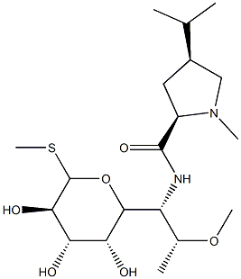 Methyl 6,8-dideoxy-7-O-methyl-6-[[[(2S)-1-methyl-4β-(1-methylethyl)-2α-pyrrolidinyl]carbonyl]amino]-1-thio-D-erythro-α-D-galacto-octopyranoside Struktur
