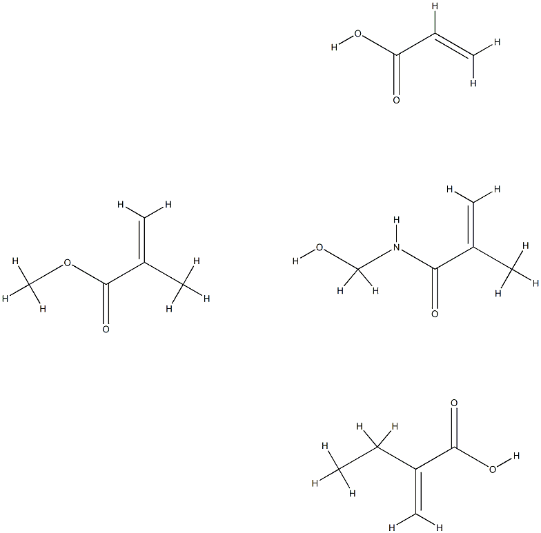 2-甲基-2-丙烯酸甲酯、2-丙烯酸乙酯、N-(羟甲基)-2-甲基-2-丙烯酰胺和2-丙烯酸的聚合物, 57216-22-5, 结构式