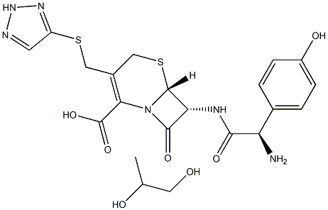 [6R-[6alpha,7beta(R*)]]-7-[[amino(4-hydroxyphenyl)acetyl]amino]-8-oxo-3-[(1H-1,2,3-triazol-4-ylthio)methyl]-5-thia-1-azabicyclo[4.2.0]oct-2-ene-2-carboxylic acid, compound with propane-1,2-diol 结构式