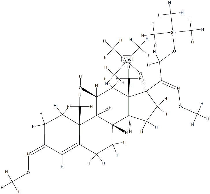 11β-ヒドロキシ-17,21-ビス(トリメチルシロキシ)プレグナ-4-エン-3,20-ジオンビス(O-メチルオキシム) 化学構造式