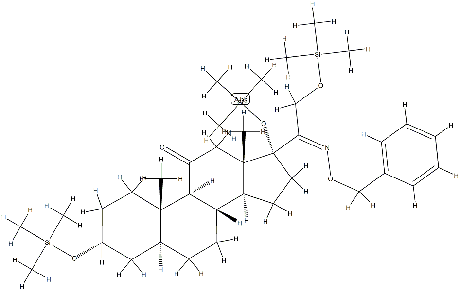 3α,17,21-トリス(トリメチルシロキシ)-20-(フェニルメトキシイミノ)-5α-プレグナン-11-オン 化学構造式
