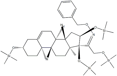 3β,16α,17,21-Tetrakis(trimethylsiloxy)pregn-5-en-20-one O-benzyl oxime Struktur