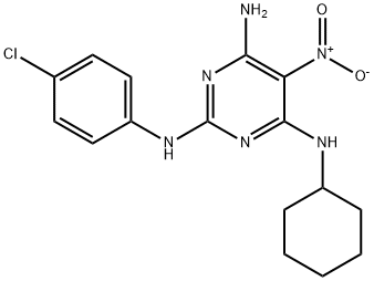 N~2~-(4-chlorophenyl)-N~4~-cyclohexyl-5-nitropyrimidine-2,4,6-triamine,573933-00-3,结构式