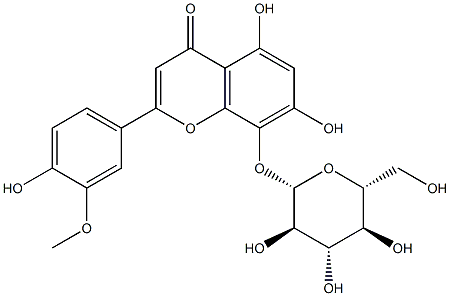 8-(β-D-Glucopyranosyloxy)-4',5,7-trihydroxy-3'-methoxyflavone Struktur