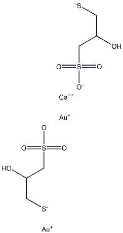 ビス(3-アウリオ(I)チオ-2-ヒドロキシ-1-プロパンスルホン酸)カルシウム 化学構造式