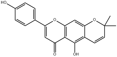 2-(4-Hydroxyphenyl)-5-hydroxy-8,8-dimethyl-4H,8H-benzo[1,2-b:5,4-b']dipyran-4-one Struktur