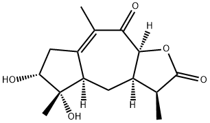 (3S)-3aα,4aα,5,6,7,9aα-Hexahydro-5α,6α-dihydroxy-3,5,8-trimethylazuleno[6,5-b]furan-2,9(3H,4H)-dione Struktur