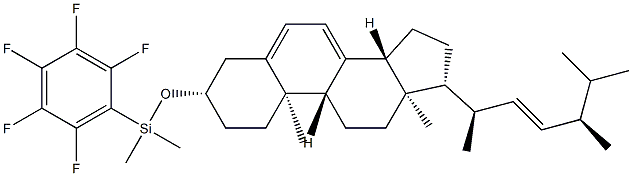 [[(22E)-エルゴスタ-5,7,22-トリエン-3β-イル]オキシ]ジメチル(ペンタフルオロフェニル)シラン 化学構造式
