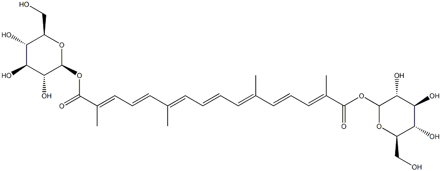 1,1'-[(2E,4E,6E,8E,10E,12E,14E)-2,6,11,15-tetramethyl-2,4,6,8,10,12,14-hexadecaheptaenedioate]-b-D-Glucopyranose Struktur