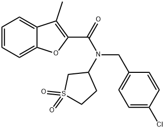 2-Benzofurancarboxamide,N-[(4-chlorophenyl)methyl]-3-methyl-N-(tetrahydro-1,1-dioxido-3-thienyl)-(9CI) Structure