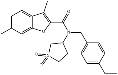 2-Benzofurancarboxamide,N-[(4-ethylphenyl)methyl]-3,6-dimethyl-N-(tetrahydro-1,1-dioxido-3-thienyl)-(9CI),578746-91-5,结构式