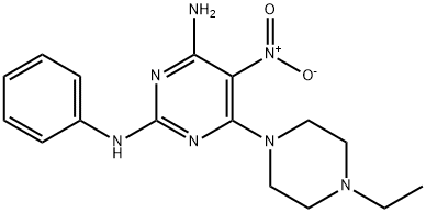 6-(4-ethylpiperazin-1-yl)-5-nitro-N~2~-phenylpyrimidine-2,4-diamine 结构式