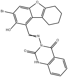 2,4(1H,3H)-Quinazolinedione,3-[[(3-bromo-6,7,8,9-tetrahydro-2-hydroxy-1-dibenzofuranyl)methylene]amino]-(9CI),579444-27-2,结构式