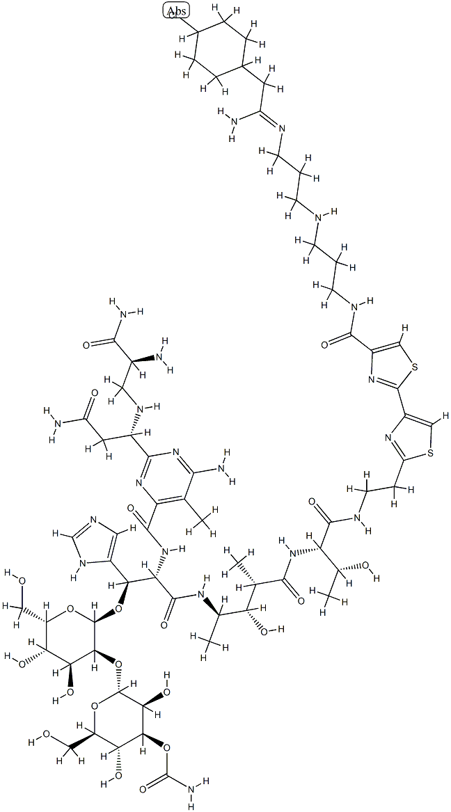 N1-[3-[[3-[[2-(4-クロロシクロヘキシル)-1-イミノエチル]アミノ]プロピル]アミノ]プロピル]ブレオマイシンアミド 化学構造式