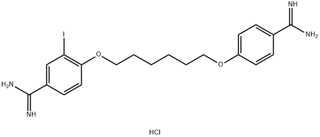 4-[6-(4-carbamimidoylphenoxy)hexoxy]-3-iodo-benzenecarboximidamide Struktur